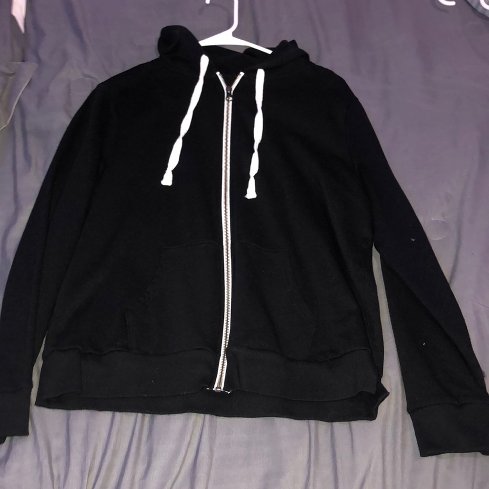 black zip up hoodie